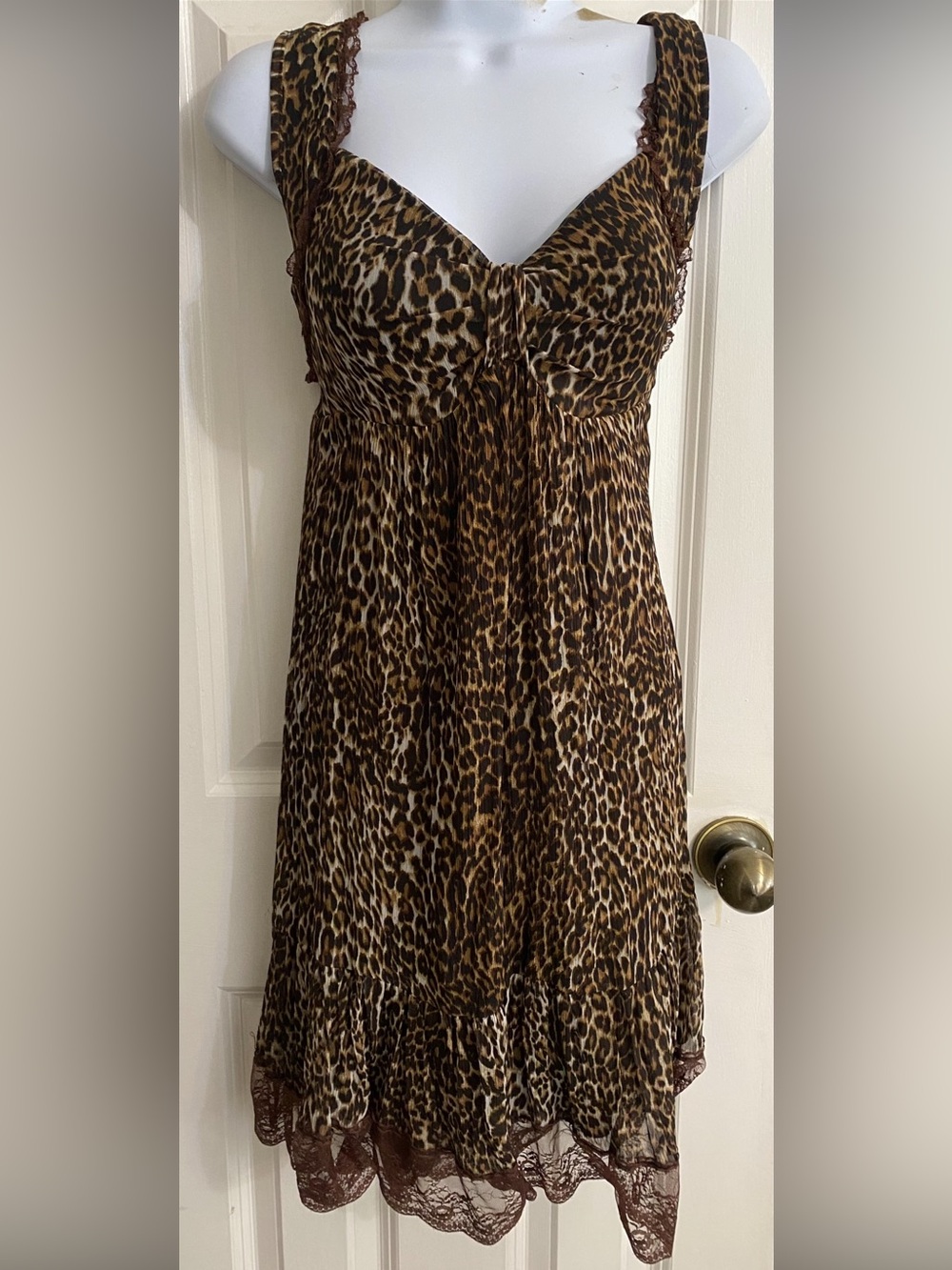 Vintage 90s PERON Collection Leopard Print Dress L Y2K Mob Wife Grunge Retro